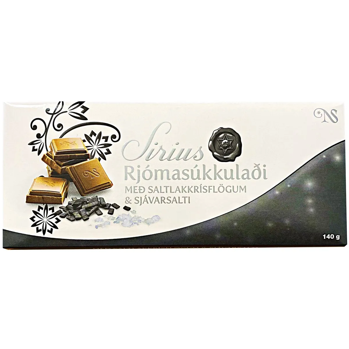 5690576570677-1 Noi Sirius Rjomasukkuladi Schokolade mit Salzlakritz & Meersalz (140g)
