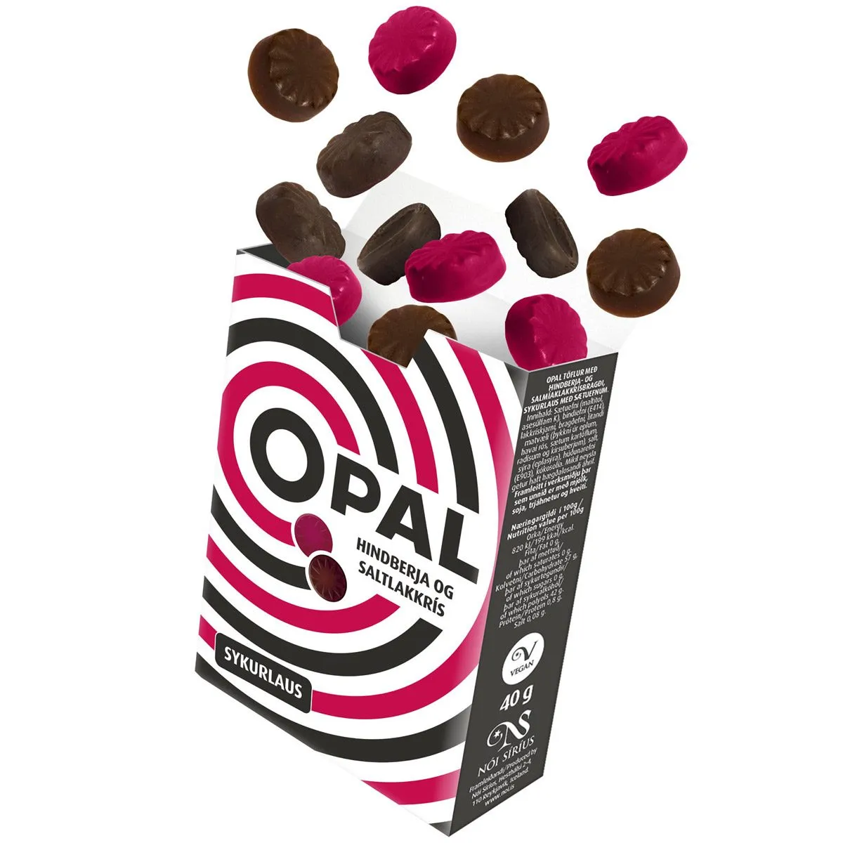 5690576306542OP-1 Opal Rot & Schwarz Lakritzpastillen Menthol (40g)