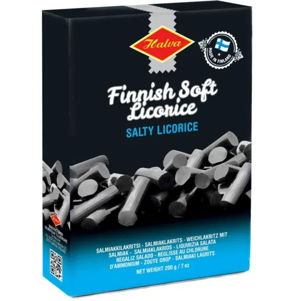 Halva Finnish Soft Salty Licorice - Salmiak Lakritz Box - salzig (200g)