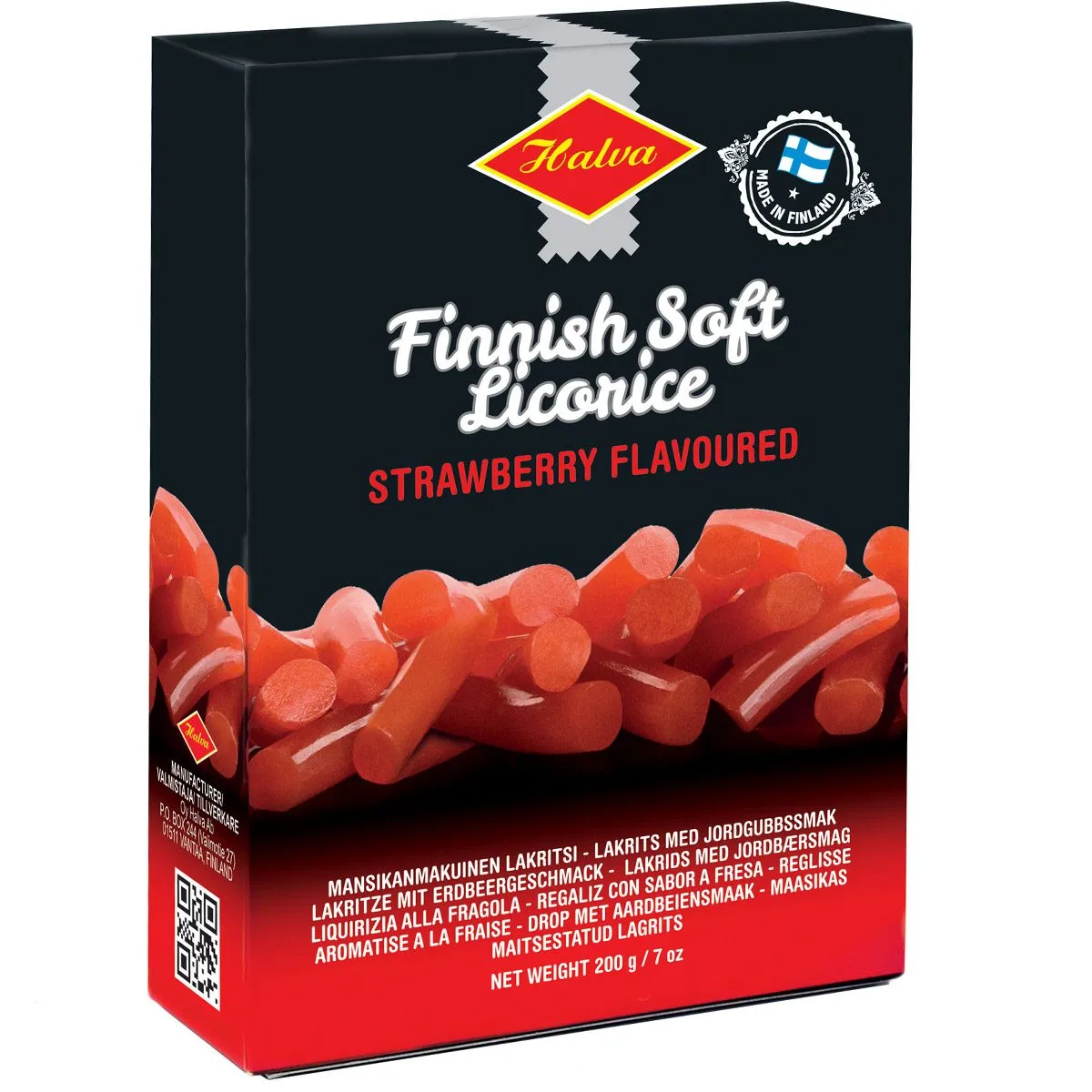 6420900004757HA-1 Halva Finnish Soft Licorice - Lakritz Box - Erdbeer (200g)