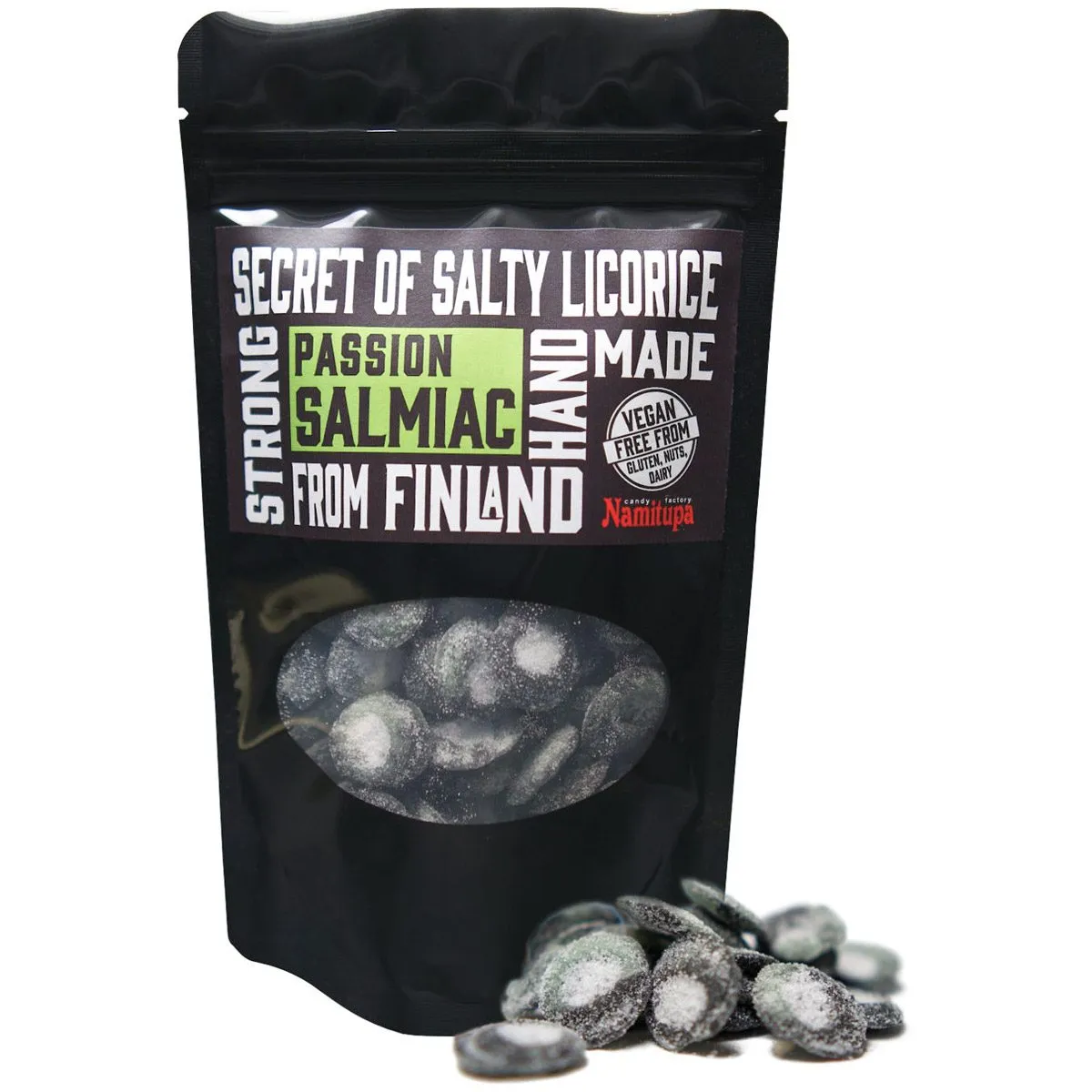 6430022138063NA-1 Namitupa Passion Salmiac-Bonbons aus Finnland - mit Passionsfrucht-Geschmack (100g)