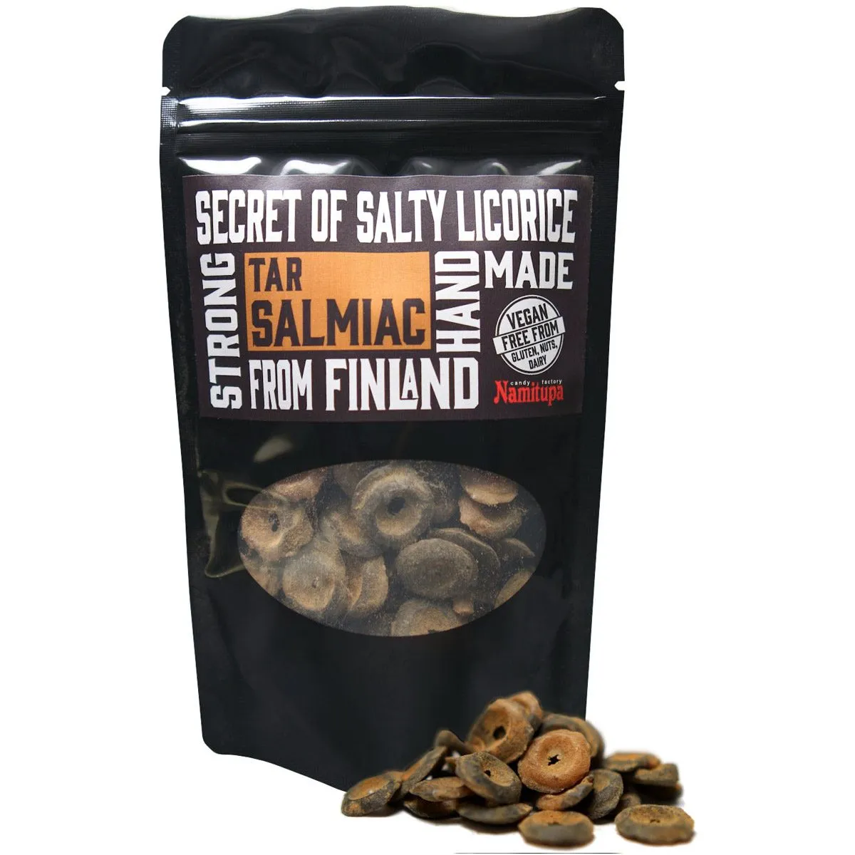 6430022138070NA-1 Namitupa Tar Salmiac-Bonbons aus Finnland - mit Holz-Teer-Geschmack (100g)