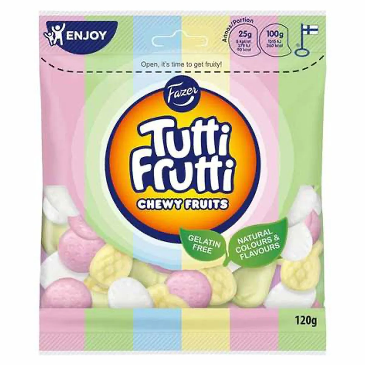 6416453039551FA-1 Fazer Tutti Frutti CHEWY FRUITS (120g)