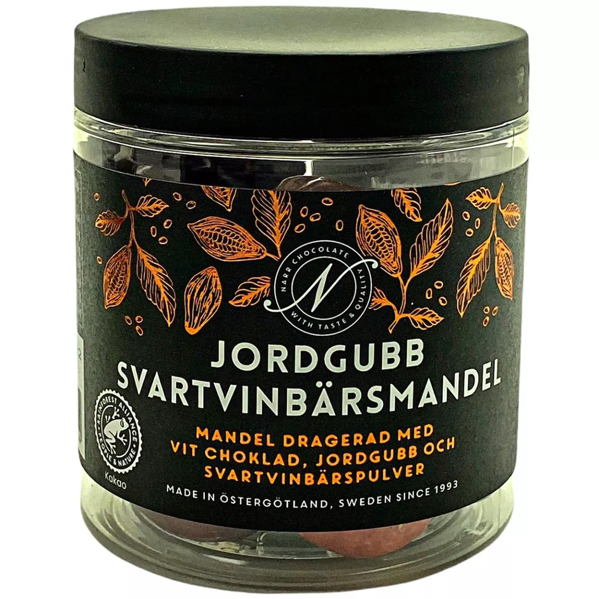 Narr jordgubb- svartvinbärmandel (150g) 1