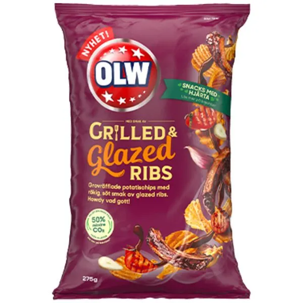 OLW Grilled & Glazed Ribs Kartoffelchips - BIGPACK (275g)