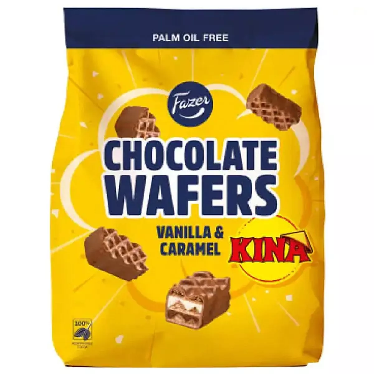 Fazer Chocolate Wafer Kina - Vanilla & Caramel (175g) | Jetzt kaufen bei Naschhaus - Naschen wie in Schweden!