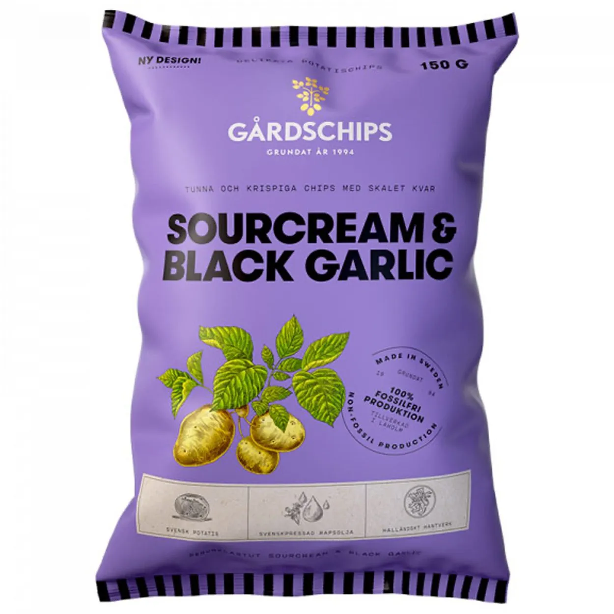 7350045591593GAR-1 Gårdschips Sourcream & Black Garlic (159g)