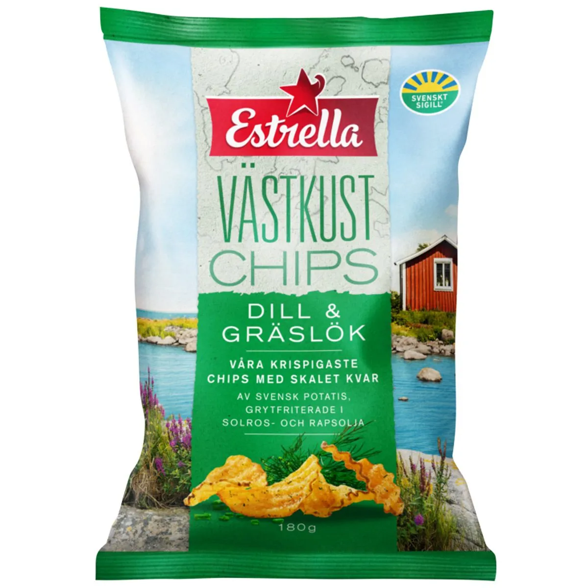 7310532303955EST-1 Estrella Västkust Chips Dill & Gräslök (180g)