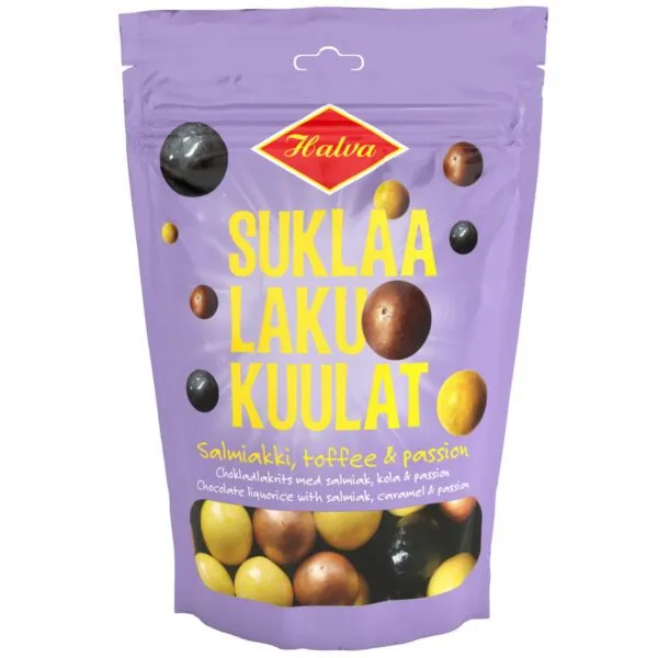 Halva Suklaa Laku Kuulat - Liqourice with Salmiak, Toffee and Passion (125g)