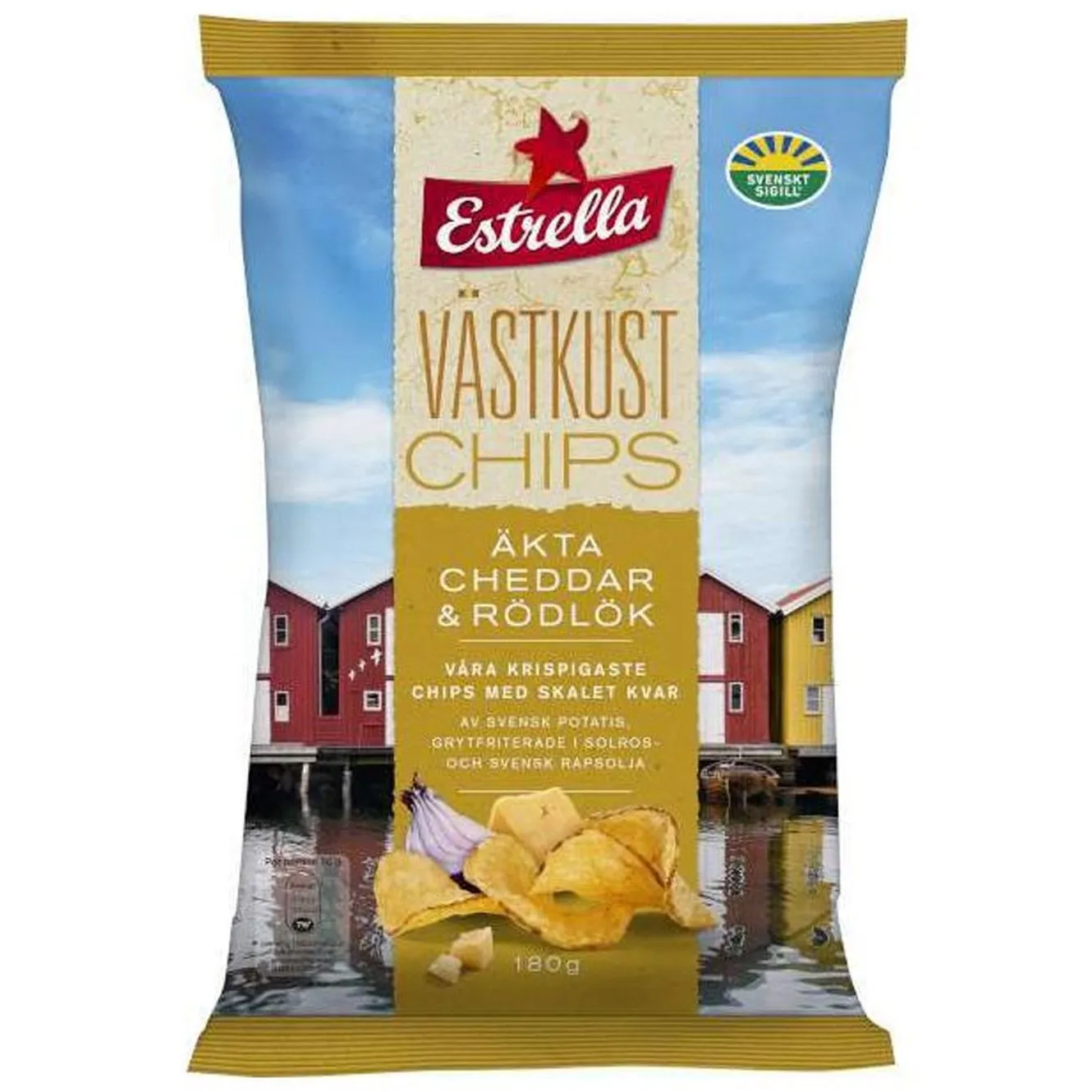 7310532108253EST-1 Estrella Västkust Chips Cheddar & Rödlök (180g)