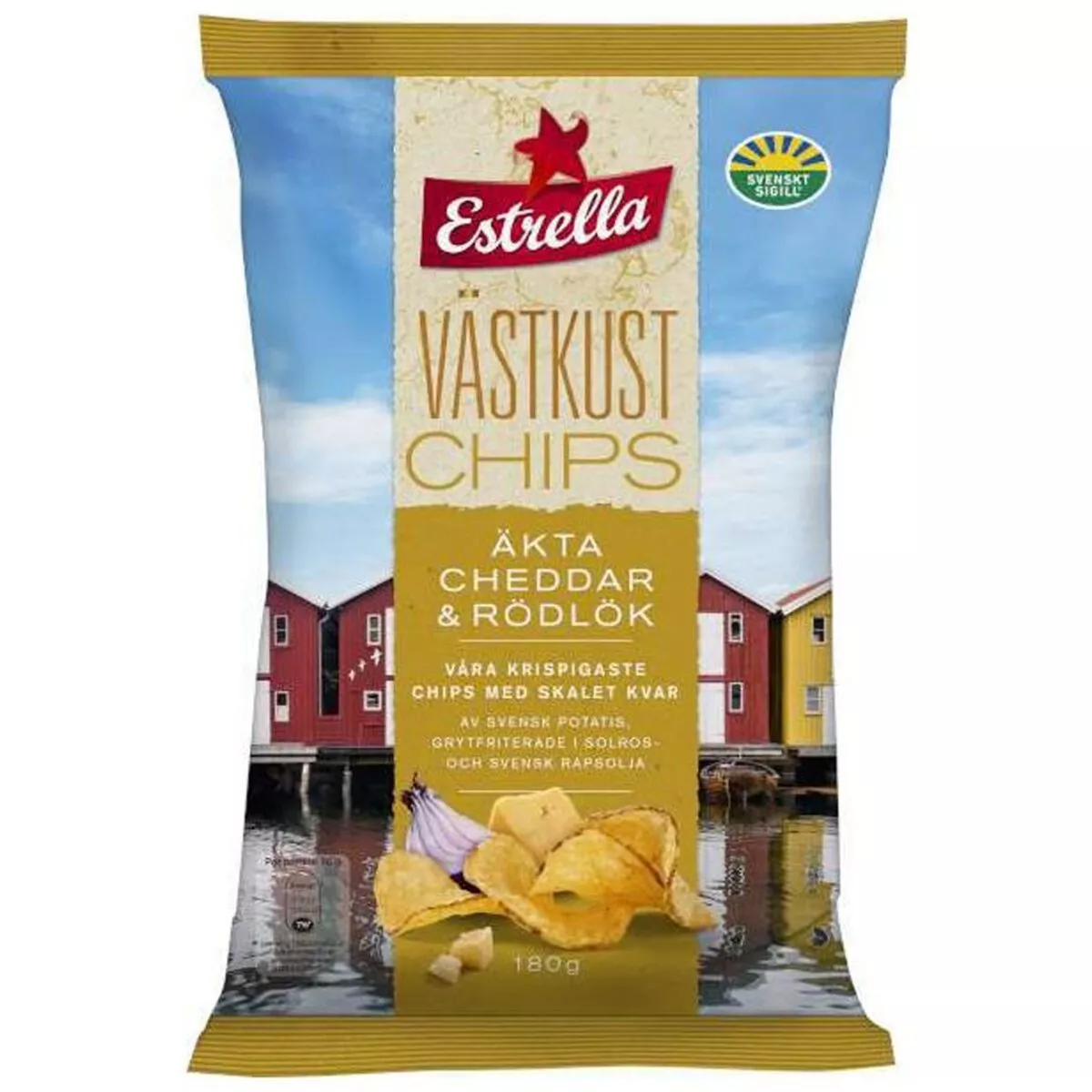 Estrella Västkust Chips Cheddar & Rödlök (180g) *SONDERPREIS wegen kurzer Haltbarkeit* 1