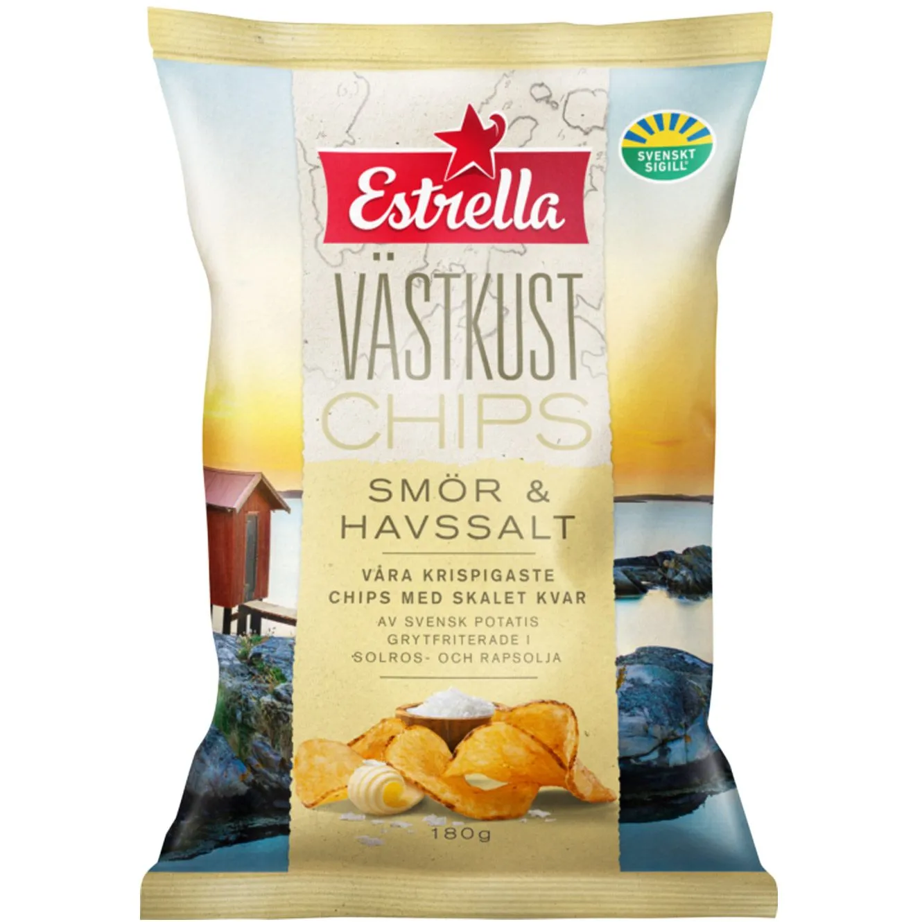 7310532304891EST-1 Estrella Västkust Chips Smör & Havssalt (180g)