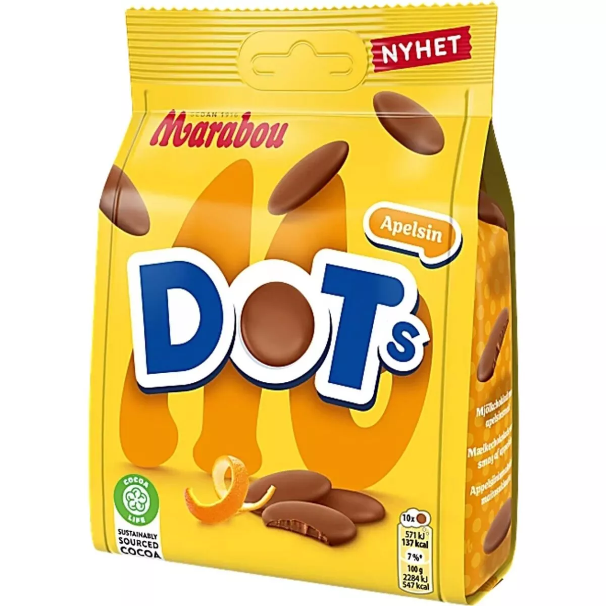 Marabou DOTS Mjölkchoklad med Apelsinsmak (120g) 1