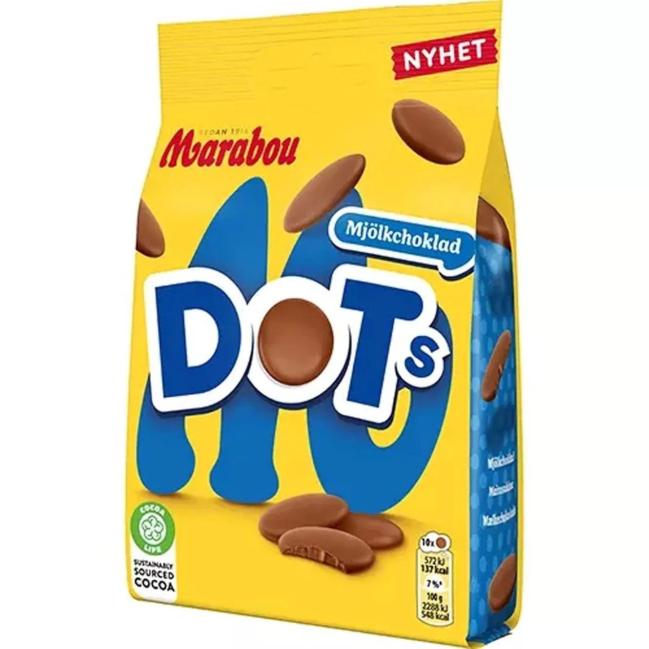 7622202040108MAR-1 Marabou Dots Mjölkchoklad (120g)