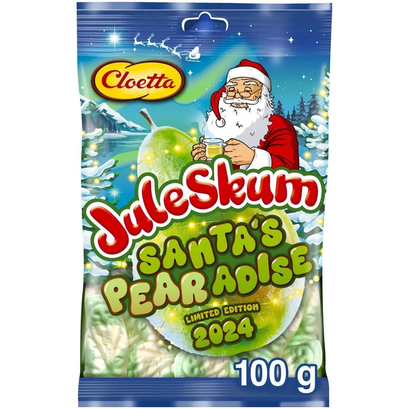 7310350136537CLO-1 Cloetta Juleskum Santa’s Pearadise (100g)
