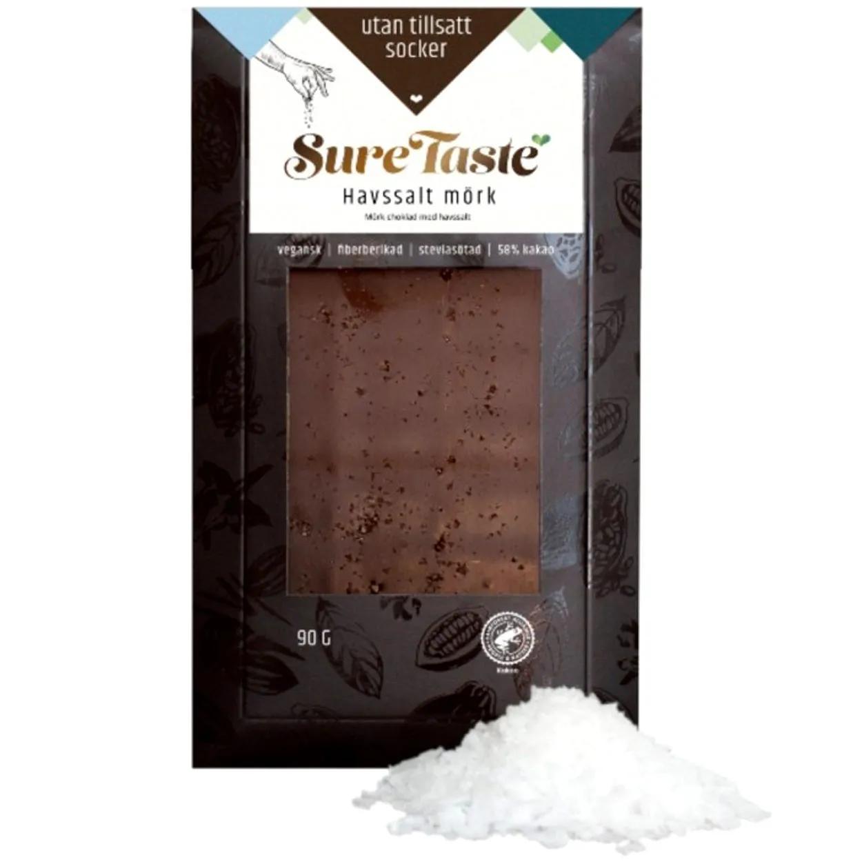 4770123207353SUR-1 Sure Taste Mjölkchoklad med havssalt - Milchschokolade mit Meersalz und OHNE ZUCKER! (zuckerfrei) (90g)