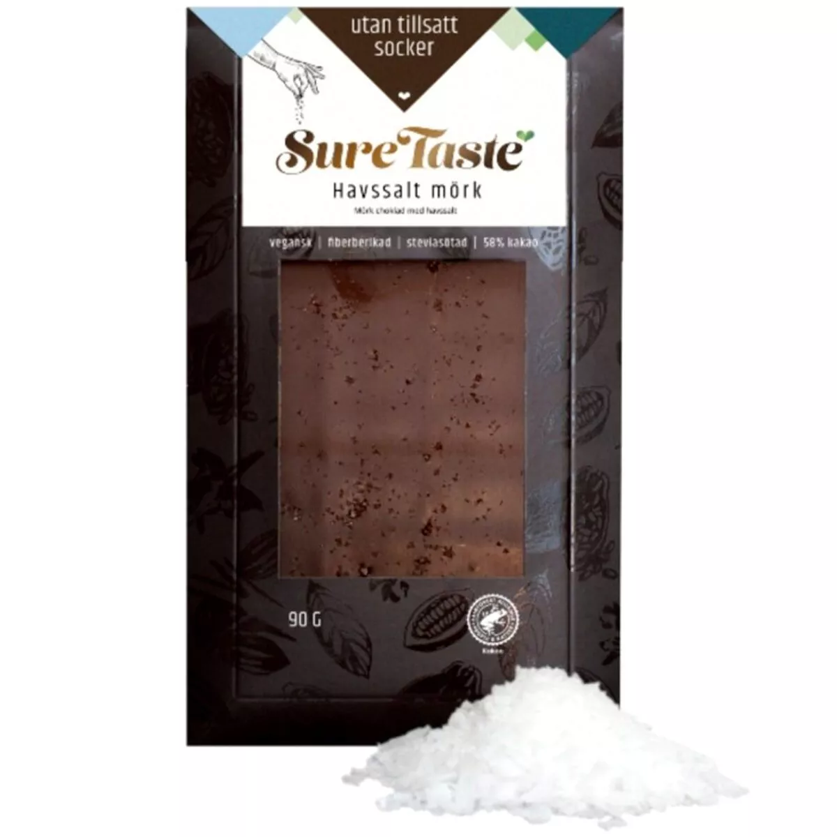 Sure Taste Mjölkchoklad med havssalt - Milchschokolade mit Meersalz und OHNE ZUCKER!(90g) 1