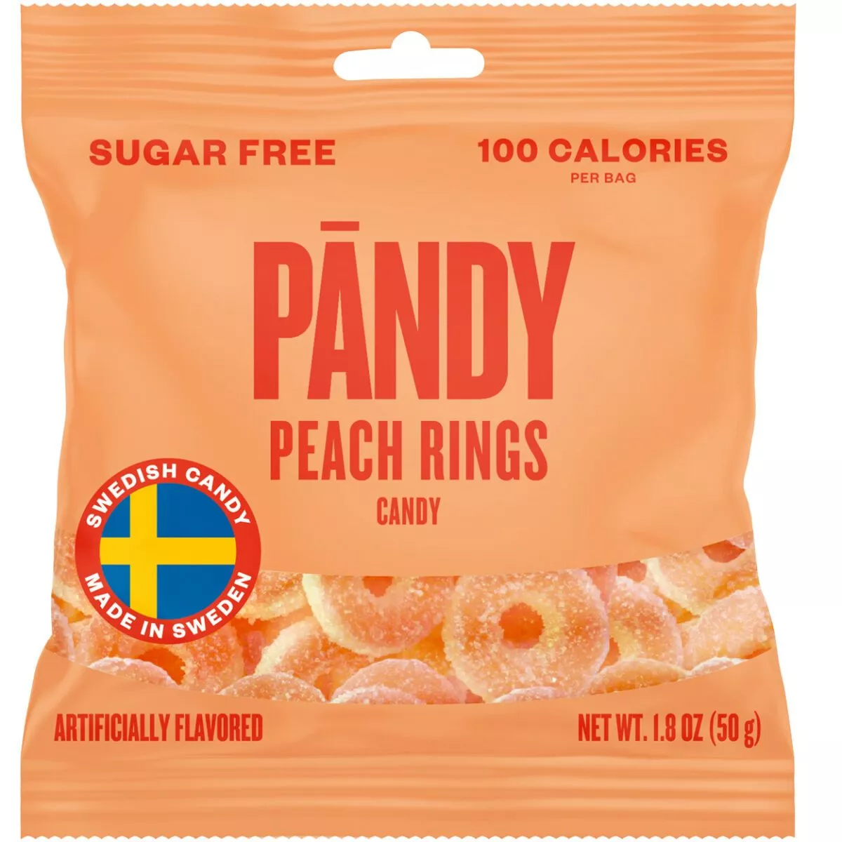 Pändy Peach Rings - zuckerfrei / sockerfri (50g) 1