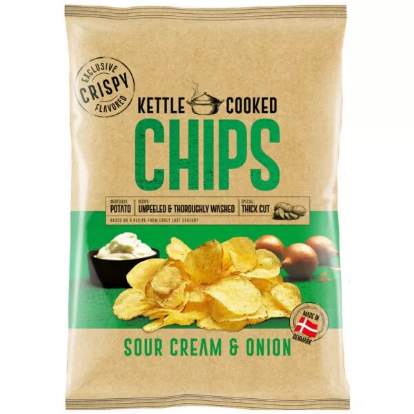 OK Snacks Kettle Chips SOUR CREME & ONION (150g)