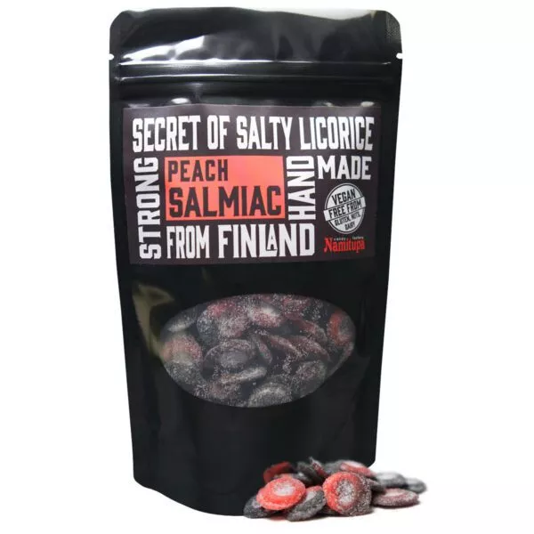 Namitupa Peach Salmiac-Bonbons aus Finnland - mit Pfirsich-Geschmack (100g)