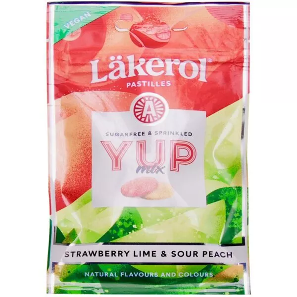 Läkerol YUP MIX Strawberry Lime & Sour Peach (30g)