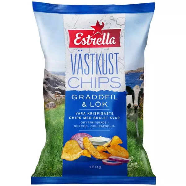Estrella Västkust Chips Gräddfil & Lök (125g)
