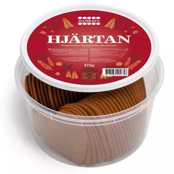 Nyåkers HJÄRTAN Pepparkakor - Pfefferkuchen-Herzen, Dose (475g)