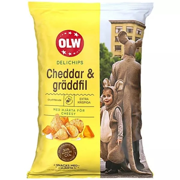 OLW Delichips cheddar & gräddfil (150g)