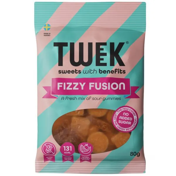 Tweek Fizzy Fusion – Saure Fruchtgummis ohne Zuckerzusatz - nur 131 KCAL (80g)