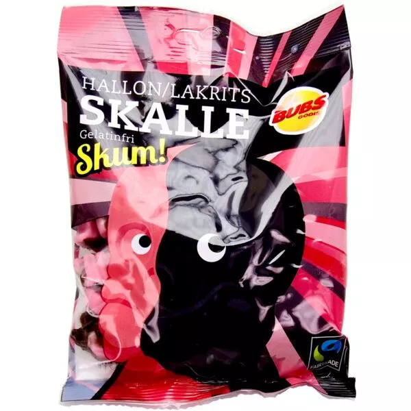 BUBS Hallon/Lakrits Skalle Skum Gelatinfri (90g)
