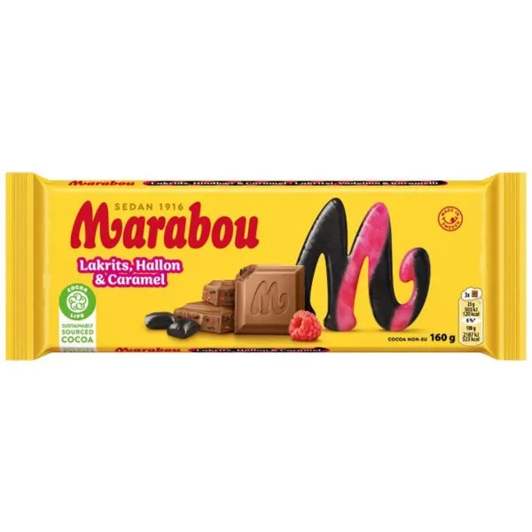 Marabou Lakrits, Hallon & Caramel (160g)