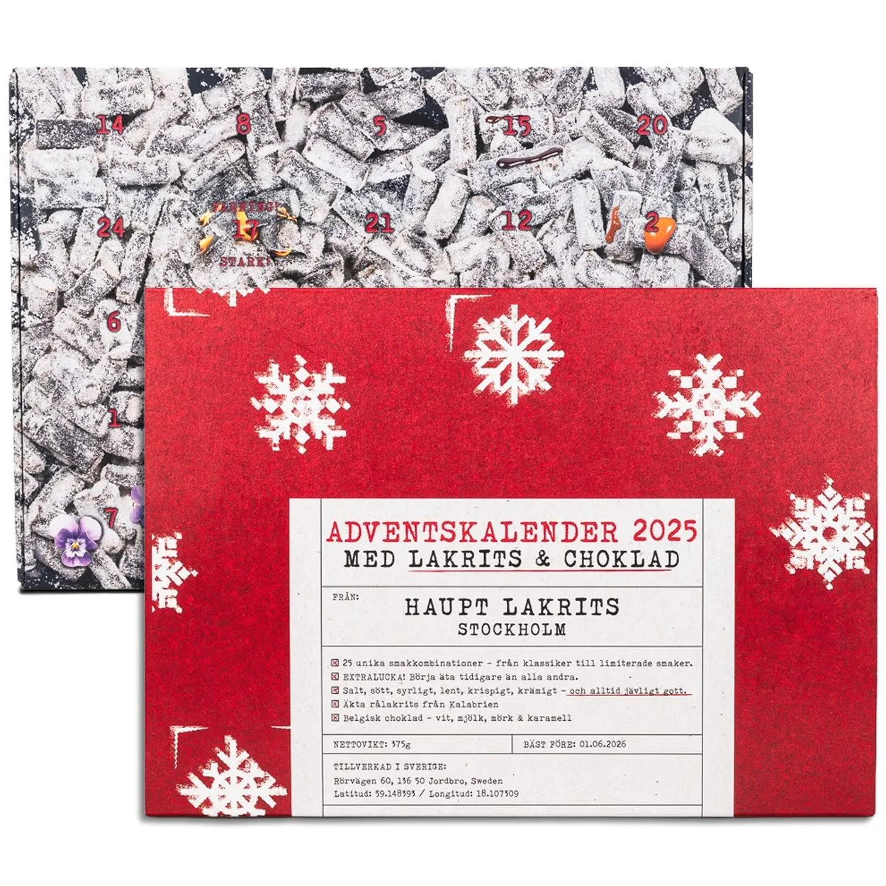 7350077862883HAU-1 Haupt Lakrits Adventskalender 2025 – Lakritz & Schokolade mit 25 Überraschungen (375g)