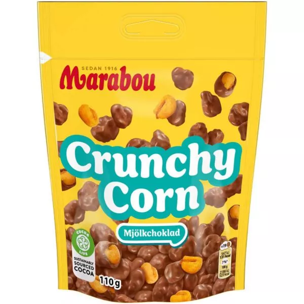 Marabou Crunchy Corn Mjölkchoklad – Milchschokolade mit knusprigem Mais (110g)
