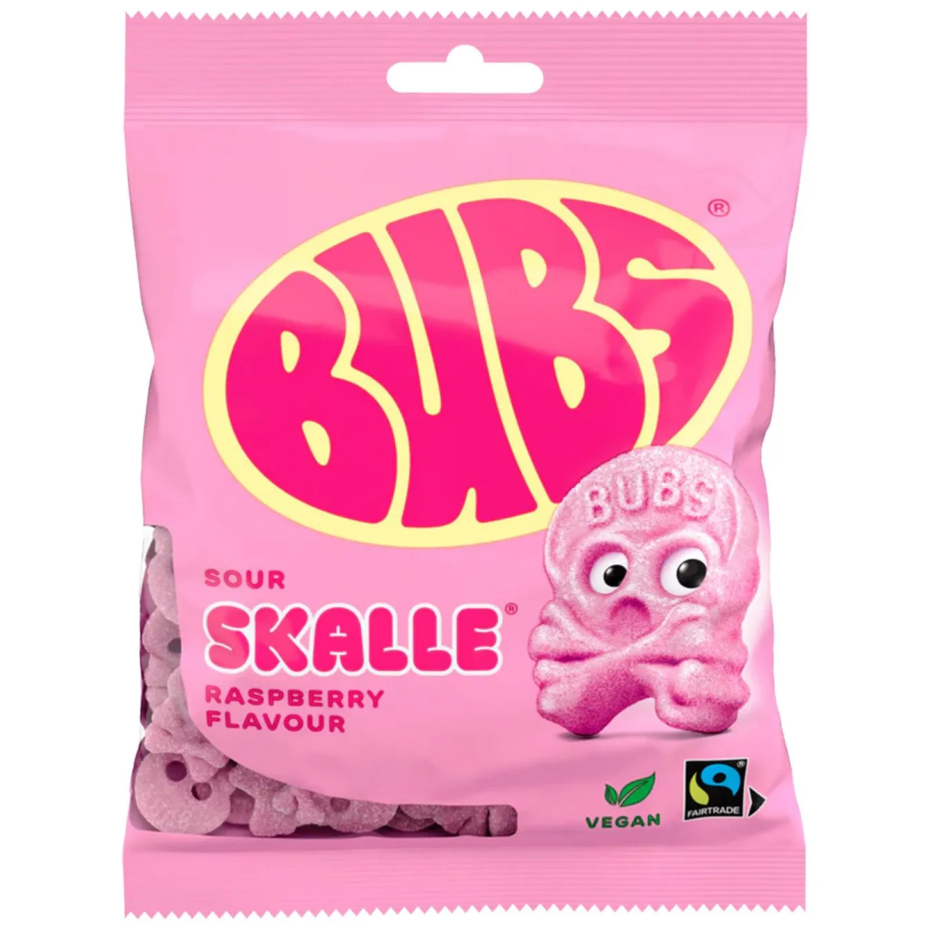 7393077181707BUB-1 BUBS Cool Raspberry Skalle Skum – Saure Himbeer-Schaumzucker-Totenköpfe (90g)