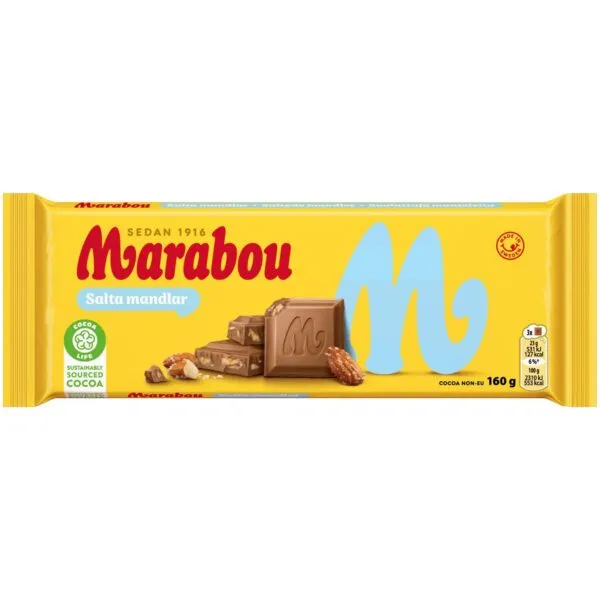 Marabou Salta Mandlar – Milchschokolade mit karamellisierten Mandelstückchen (160g)