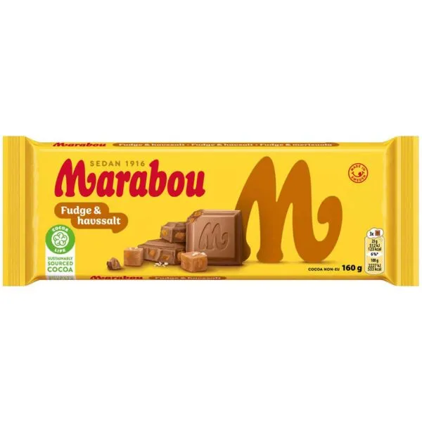 Marabou Fudge & Havssalt – Milchschokolade mit Karamellfudge und Meersalz (160g)
