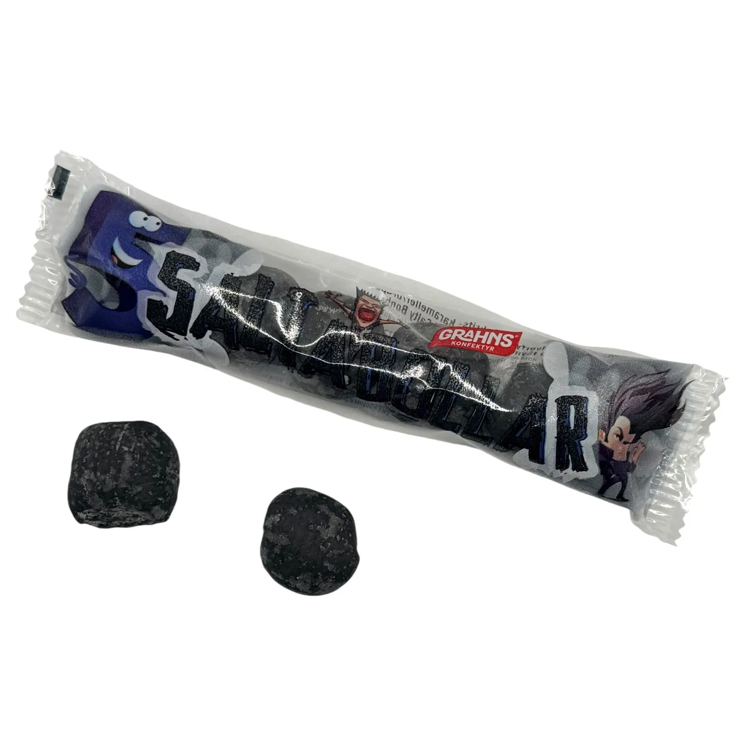 7391523027876GRA-1 Grahns Saltabollar 5-pack – salzige Lakritzbonbons mit Pulverfüllung