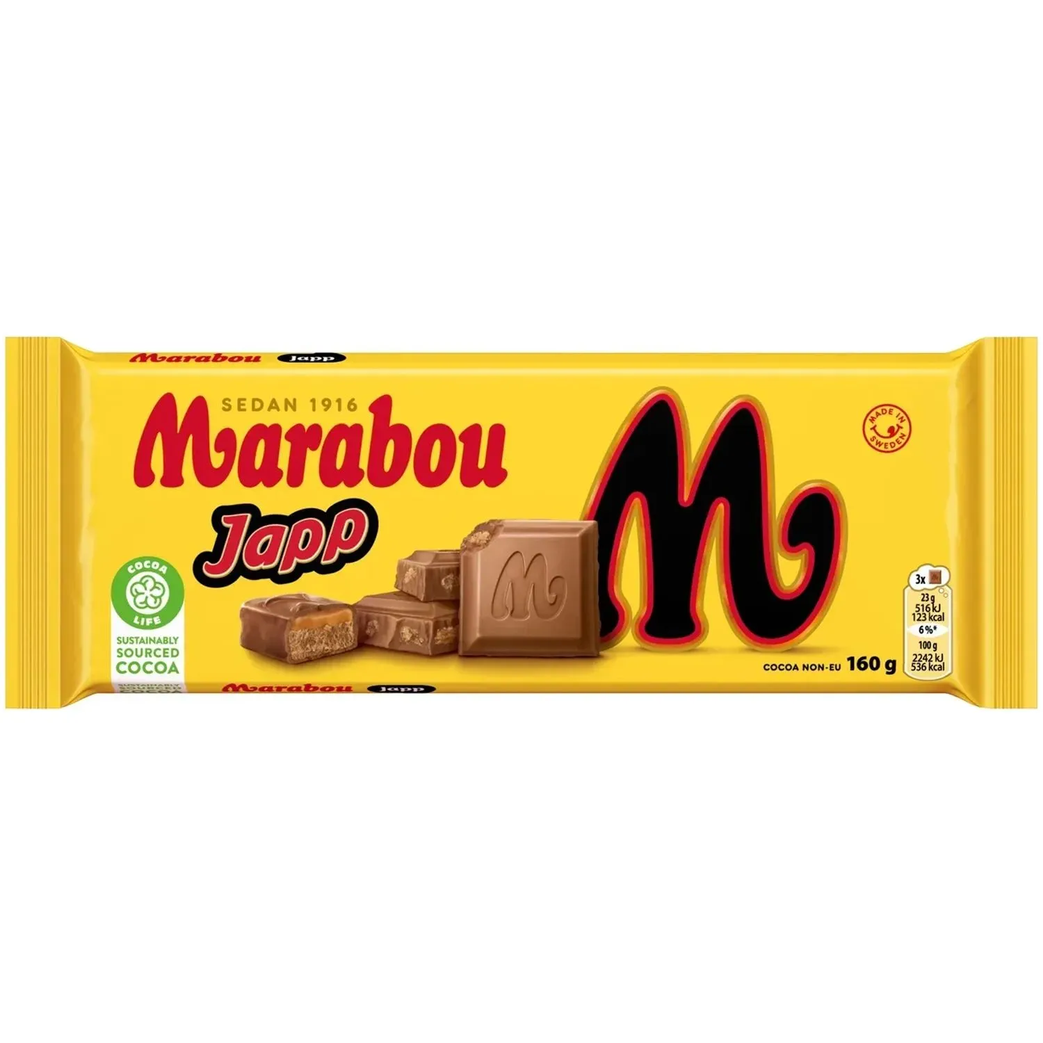 7622202276934MON-1 Marabou Japp – Milchschokolade mit Karamellfudge-Stückchen (160g)