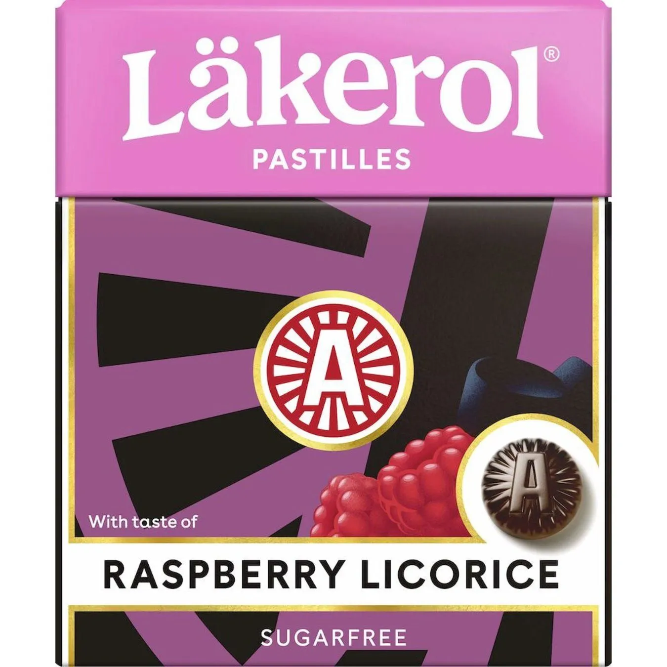 7310350131600LAK-1 Läkerol Raspberry Licorice - Zuckerfreie Pastillen mit Himbeer-Lakritz-Geschmack (25g)