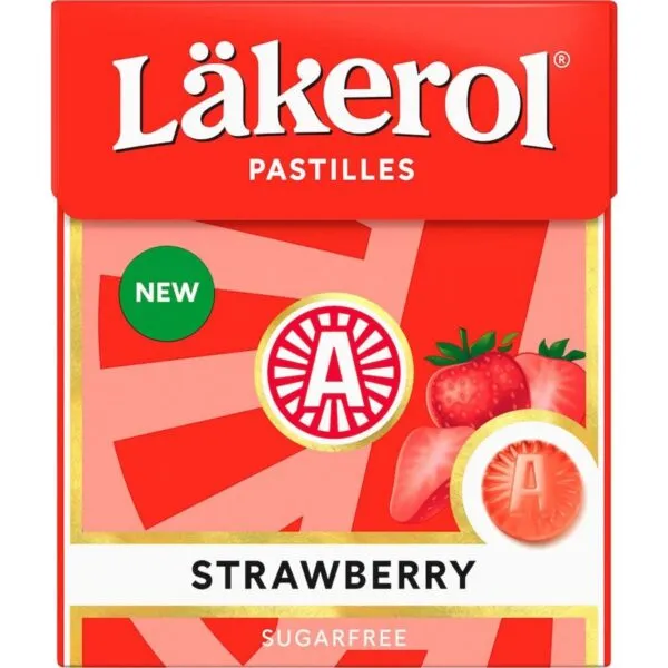 Läkerol Strawberry - Zuckerfreie Pastillen mit Erdbeergeschmack (25g)