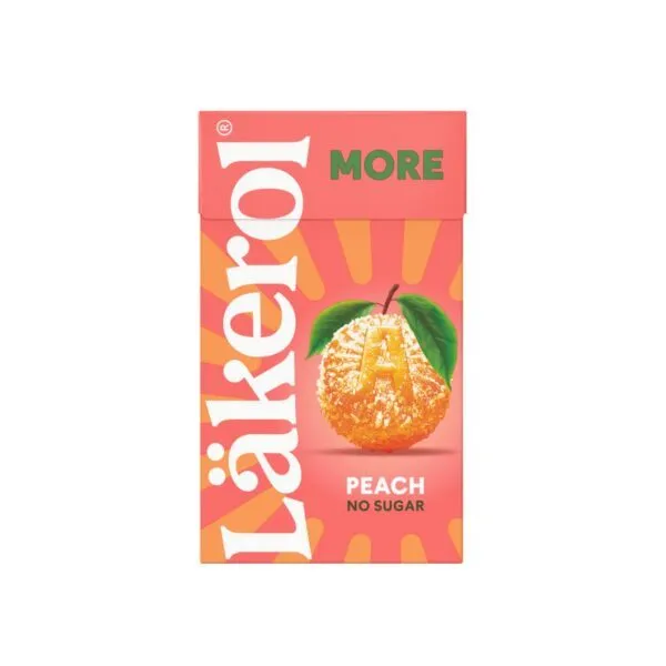 Läkerol MORE Peach - Zuckerfreie Pastillen mit Pfirsichgeschmack (30g)