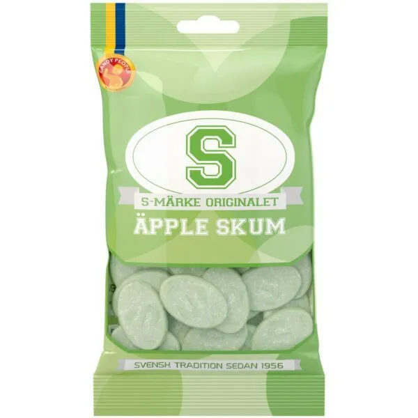 Candy People S-Märke Originalet Äpple Skum – Fruchtiger Schaumzucker mit Apfelgeschmack (70g)