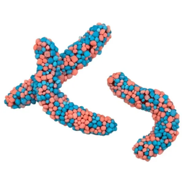 JELLIOO GEEKS WORMS BLUE & PINK - FRUCHTGUMMI MIT ZUCKERPERLEN (100g)