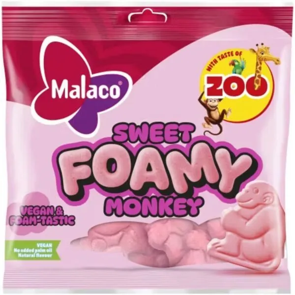 Malaco Zoo Sweet Foamy Monkeys - Schaumzucker-Affen mit Fruchtgeschmack (115g)